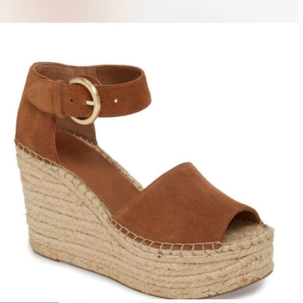 Marc Fisher Brown Suede Espadrille Wedges